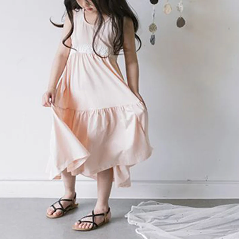 

Girls dresses 2021 Summer children casual long dresses design baby girl clothes children lace clothes children wear children