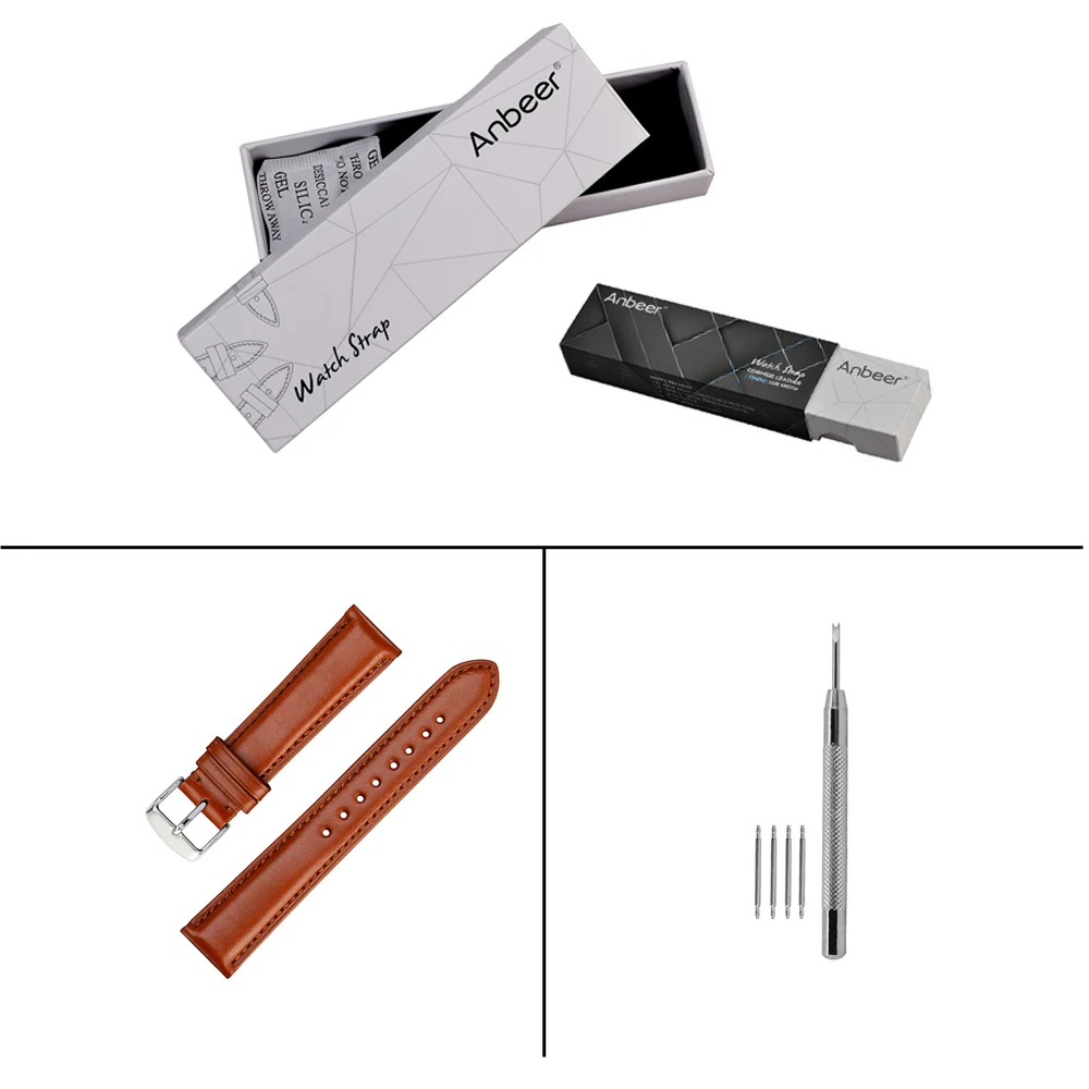 Ремешок кожаный для наручных часов 22 мм коричневый|Ремешки часов| |