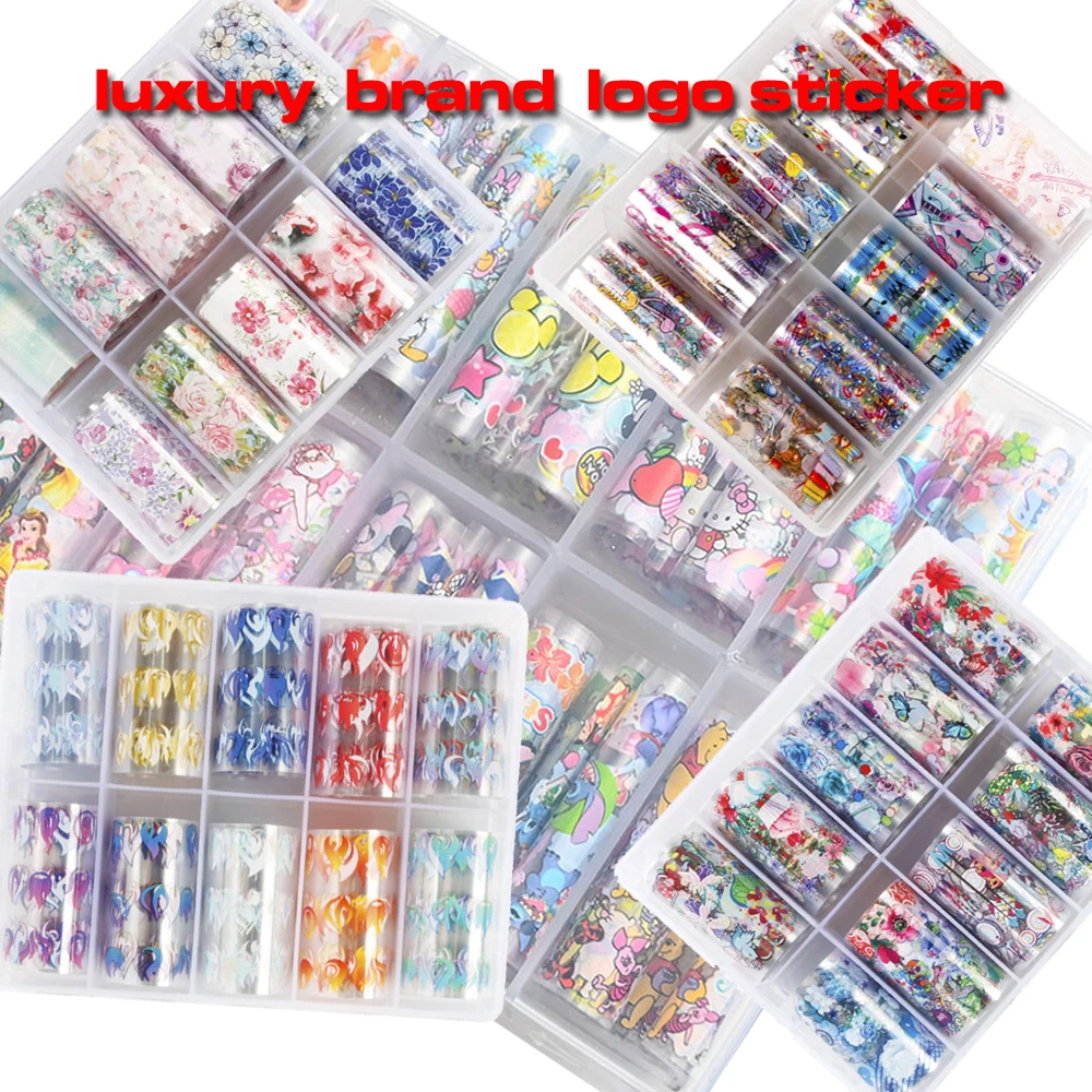 

100X4cm Cute luxury transfer foil nail sticker, Flower animal DIY paper nails decals brand MAFANAILS logo sticker foils 10 rolls