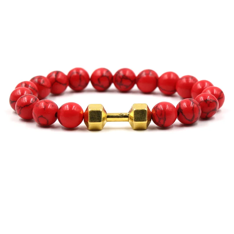 Мужские золотистые и черные гантели 2019 браслет с одной петлей натуральный черный