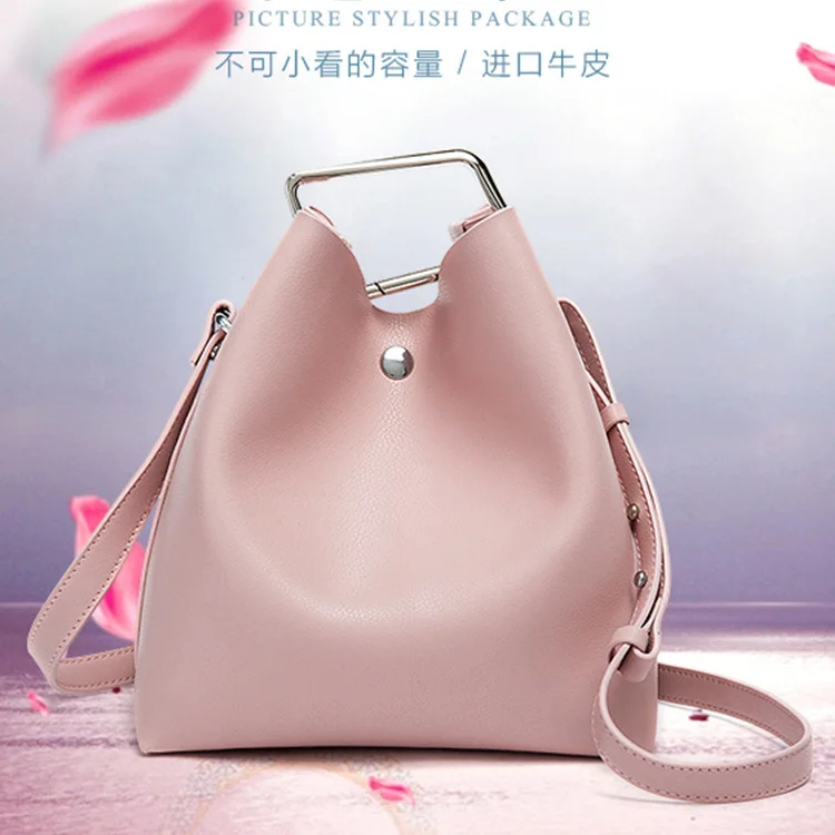 Сумка ведро из натуральной кожи с квадратной пряжкой женская сумка мессенджер