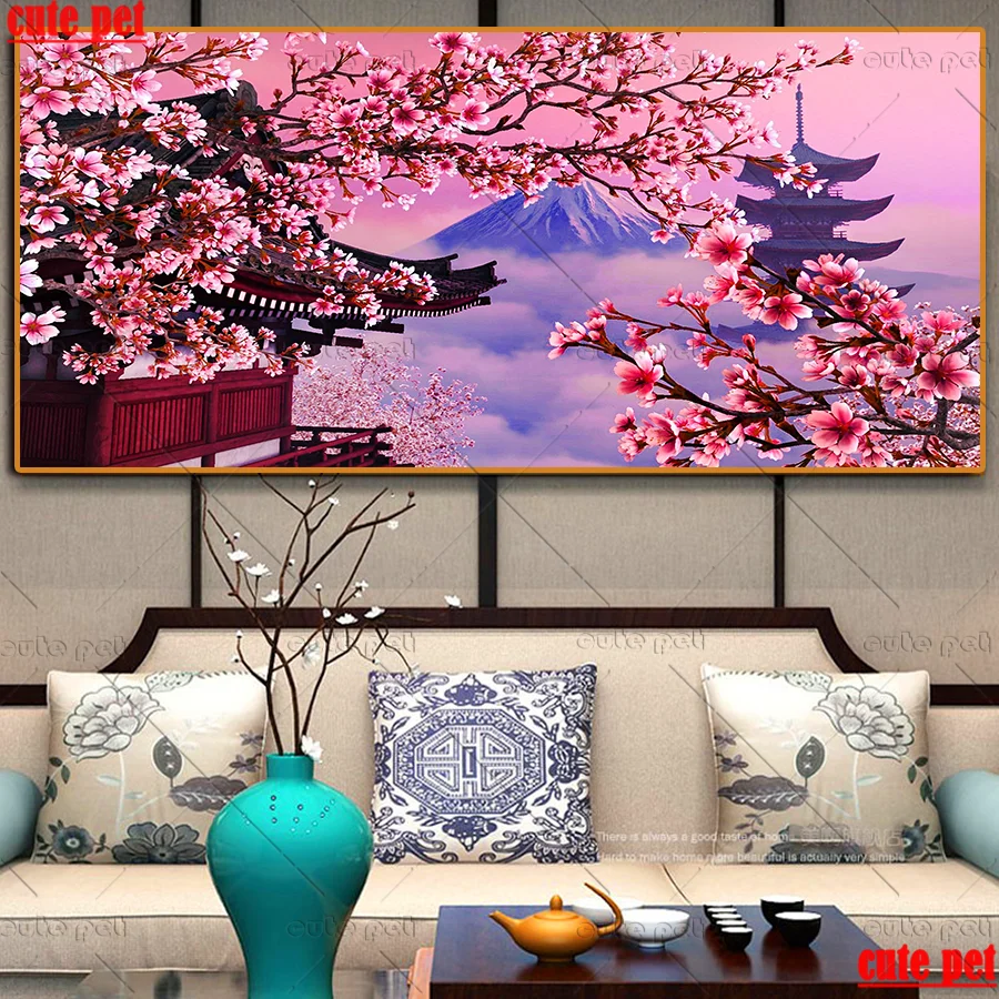 

diamond painting Mt Fuji Japan new 5d diamond embroidery cross stitch full square round DIY Clouds sakura home decor gift large
