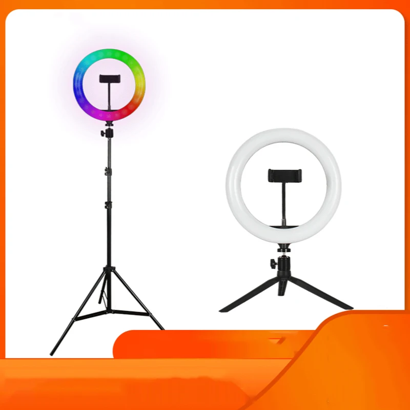 

Vlog Ring Lamp for Phone 26CM/10 Inch Rgb Video Light Desktop Tripod/Floor Stand Youtube/TikTok