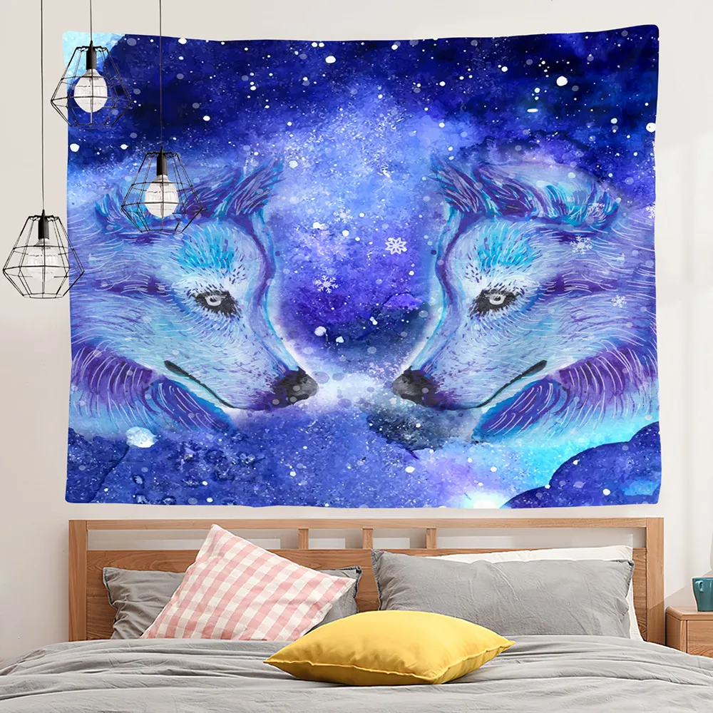 

Animal wolf pattern background cloth ins decoration tapestry home decoration bedside bedroom wall cloth tapestry wall hanging
