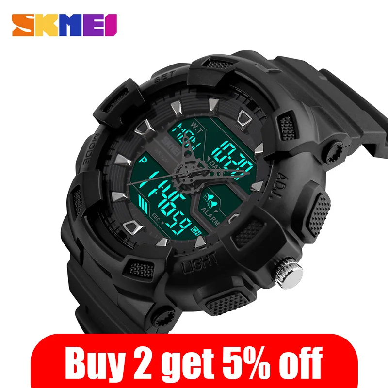 SKMEI Модные мужские цифровые часы календарь обратно светильник спортивные 5Bar