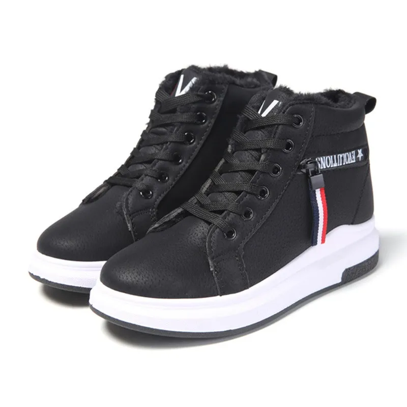 Женские ботинки со шнуровкой и плюшевой подкладкой на платформе|Зимние сапоги| |