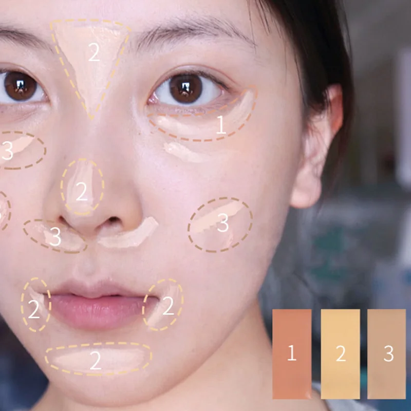 Оптовая продажа 3 цвета консилер Палитра крем текстура покрытие акне пятна