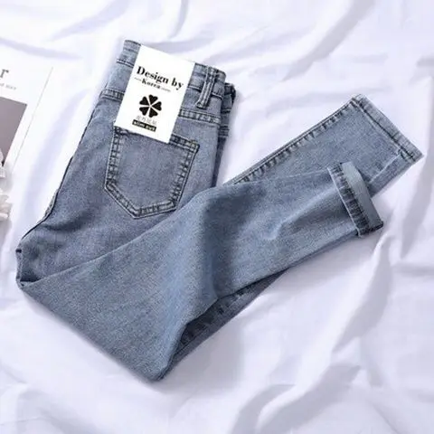 [75-200 кг] джинсы женские узкие брюки с высокой талией |