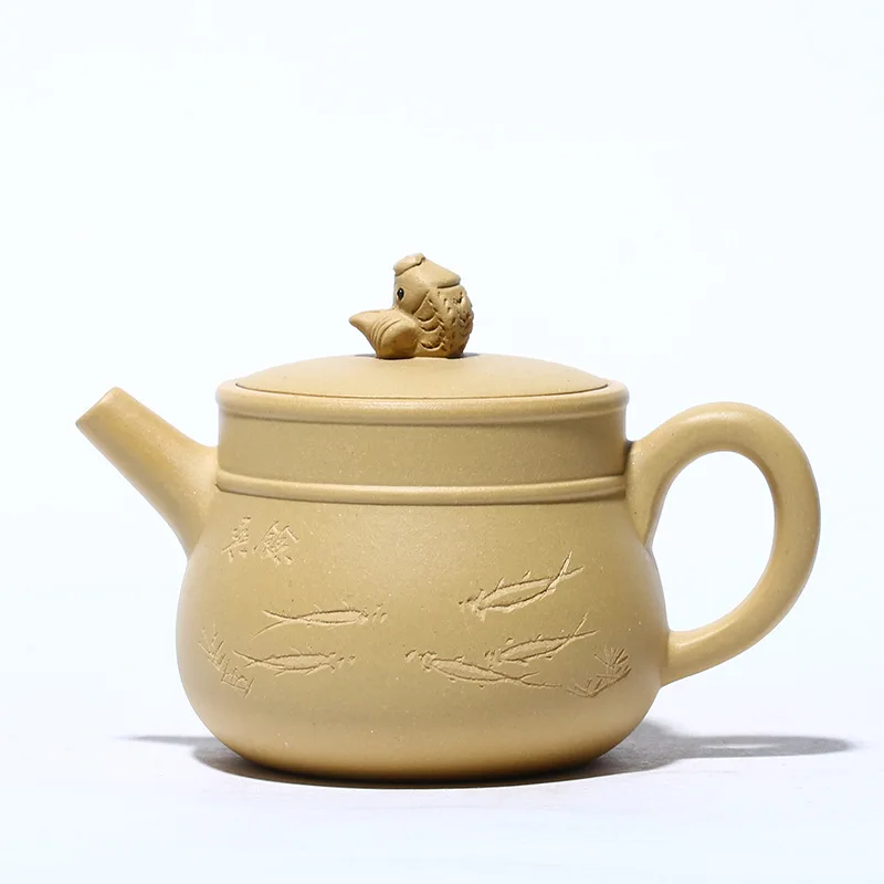 

Yixing Zisha pot raw ore section mud fish fun teapot Kung Fu Tea Set Gift