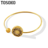 tosoko stainless steel jewelry flower plated 18k gold elastic disc steel ball bracelet womens fashion bracelet bsz200
