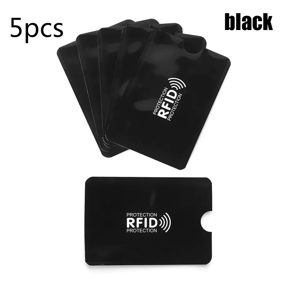5 шт./упак. анти блокировки RFID считыватель кошелек блокировки банк Кредитная карта Id держатель для карт банк защитный Алюминий металлический корпус для карт подставкой NFC - Цвет: black