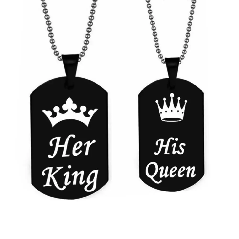 Парное ожерелье с кулоном уникальная Корона ее король его королева печатная