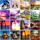 Алмазная 5D картина сделай сам, чашка, закат, пейзаж, вышивка, мозаика, животное, пингвин, Набор для вышивки крестиком, украшение для дома, рождественский подарок