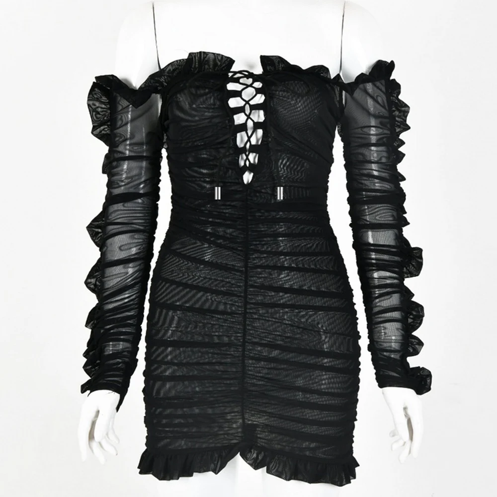 Летнее сексуальное Бандажное облегающее платье с открытыми плечами женское