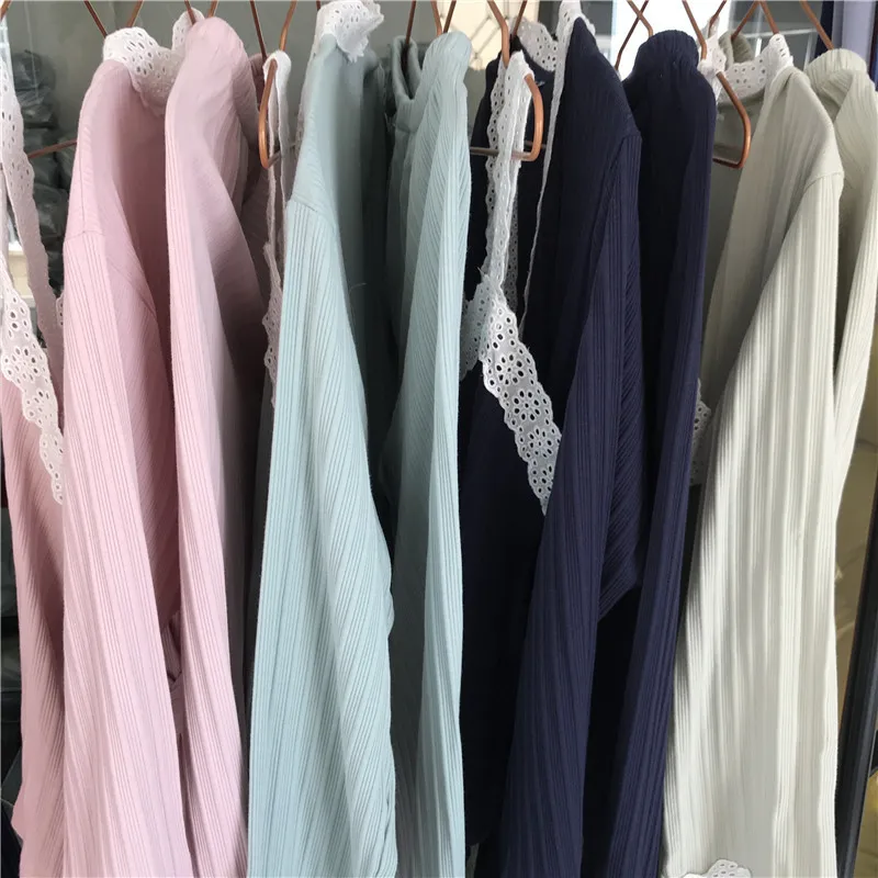 Зимний пижамный комплект женская теплая Пижама хлопковая кружевная ночная