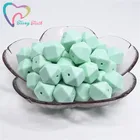 10 шт., шестигранные силиконовые бусины мятного цвета 14-17 мм, пищевая детская прорезыватель, жевательные шестигранные свободные бусины для DIY, цепочка для сосков, детская игрушка