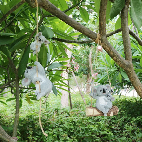 

Hanging Resin Cute Koala Swinging Koala Garden Figurine Statue for Patio Yard Garden Decoration CANQ889