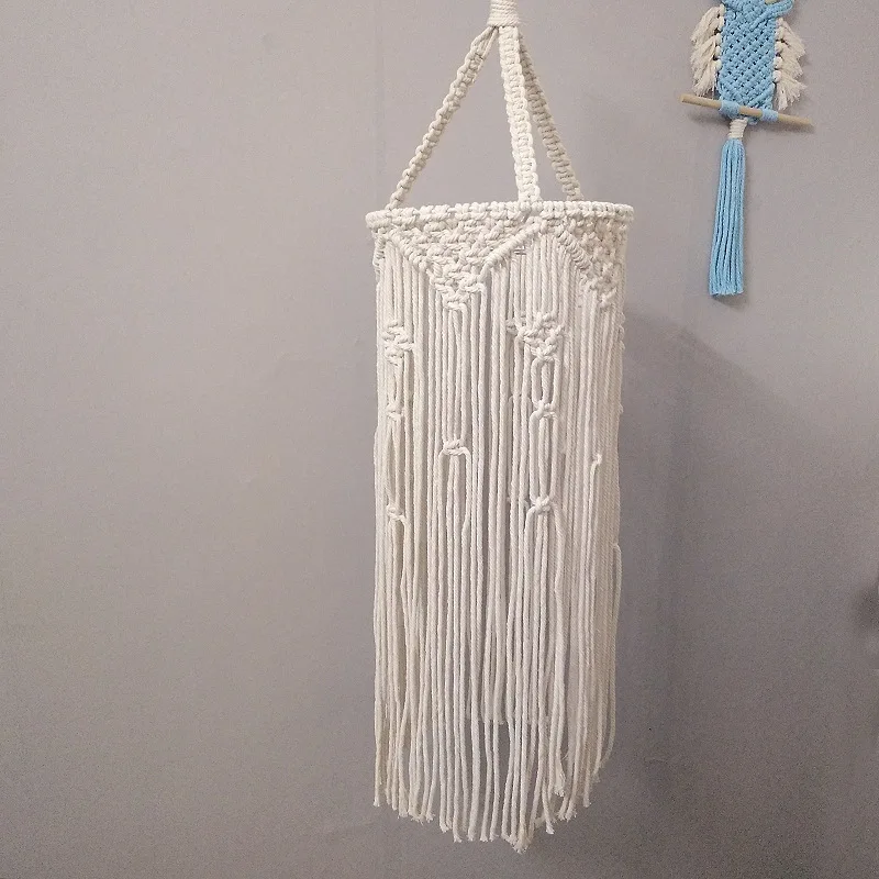 

Handmade Macrame Pendant Large Lampshade Boho Sphere Off-White Ivory Cotton Hand-knitted Lights Shades Frame Wedding Decoration