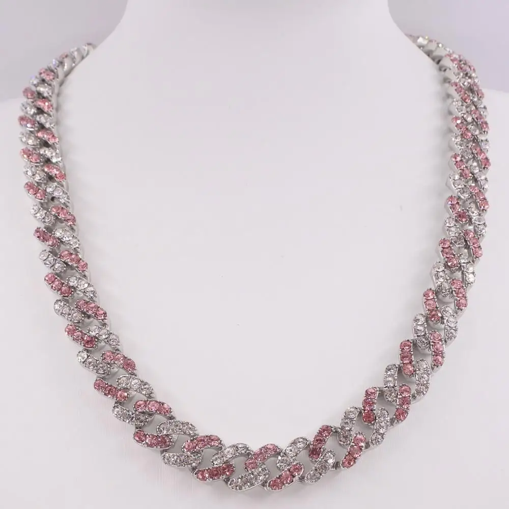 Колье с розовым кристаллом в виде пузырьков из розового золота Майами кубинское