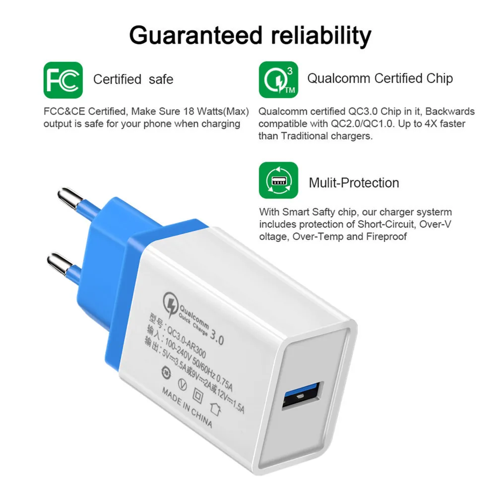 Быстрое зарядное устройство EU/US QC 3 0 4 умное высокоскоростное дорожное настенное