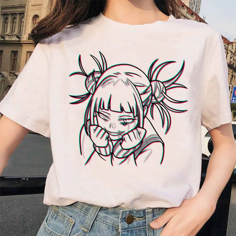 Японский аниме Ahegao футболка Женская Harajuku Boku No Hero Academy футболка Senpai смешная футболка Himiko Toga футболки женские