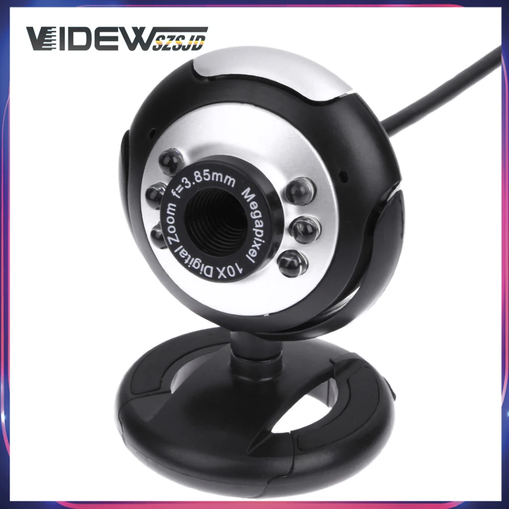 

webcam веб камера Веб-камера для ПК с микрофоном, 480P, 6 светодисветодиодный