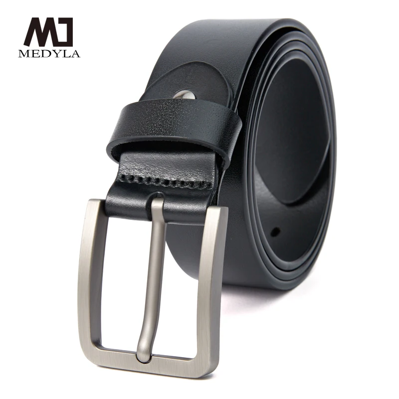

Ремень MEDYLA мужской из натуральной кожи, деловой модный пояс в деловом стиле, с металлической пряжкой с язычком, для брюк