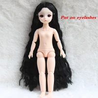 bjd dolls 30cm 23 movable joints 16 naked babydoll 3d eyes real eyelashes big wavy long hair princess doll gifts for girls