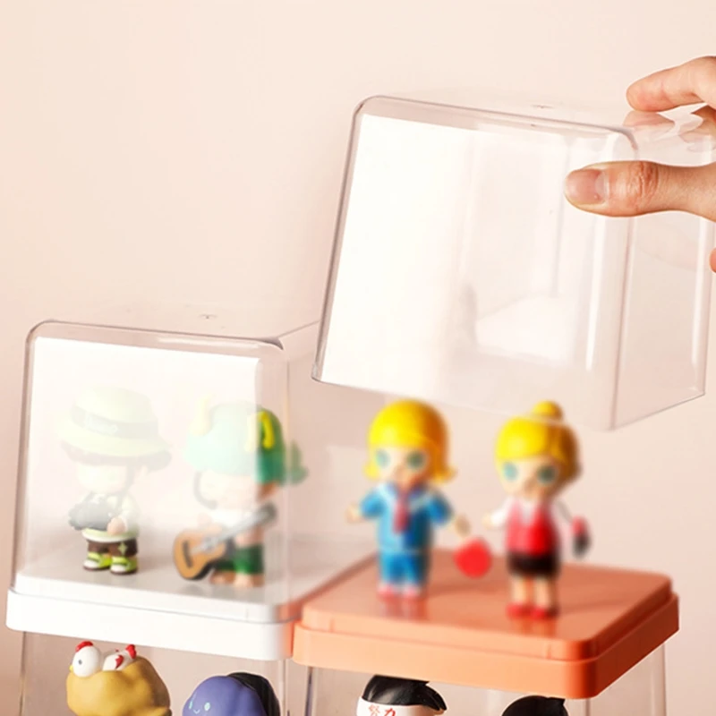 

Clear Dust Proof Doll Model Display Box 3-Tier Step Doll Modeling Kit Storage Closet Toy Organizer Desktop Space Saver