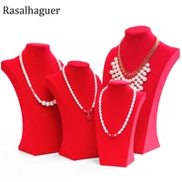 top classic red velvet mannequin shelf necklace pendant chain jewelry display stand holder decorate bracelet jewelry rack show