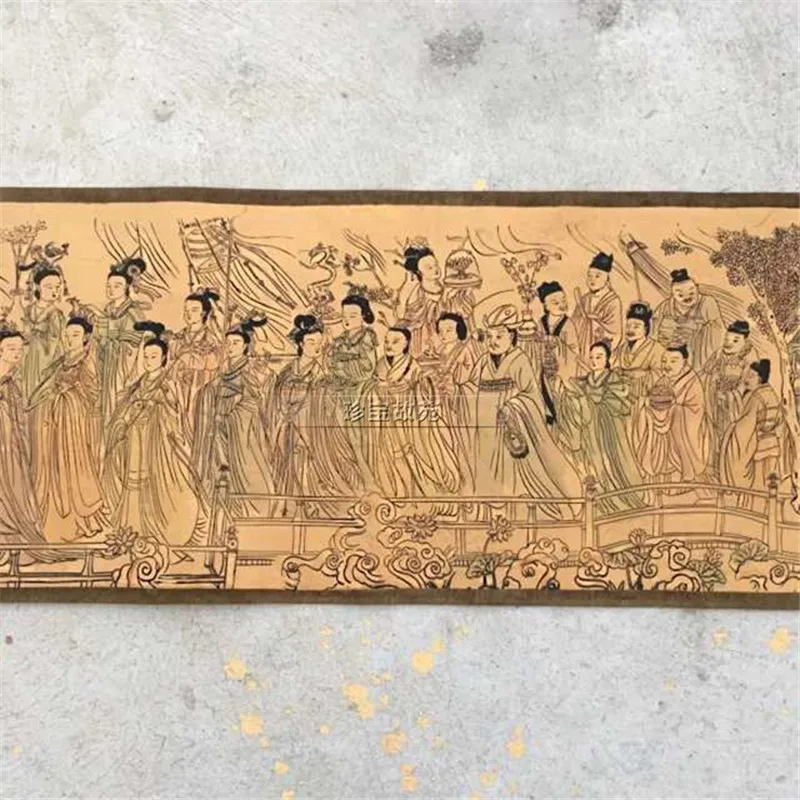 Древний длинный свиток китайская живопись фигурка украшение для гостиной чтобы