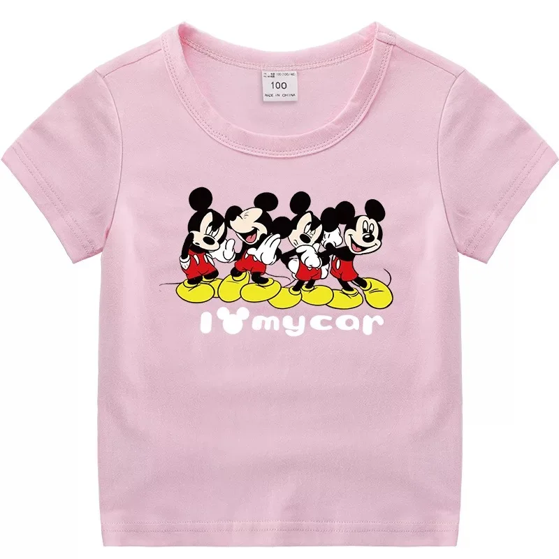 Disney домашняя одежда с Минни Маус из мультфильма футболки хлопковые для детей