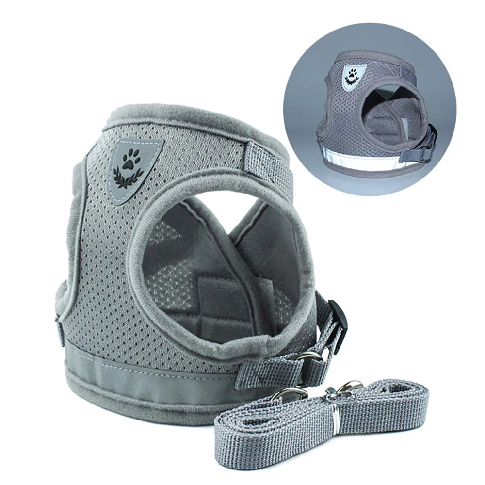 

Dog Harness with Leash Breathable Mesh Cloth Pet Adjustable Reflective Vest Walking Lead for Puppy Harness for Small Medium Dog