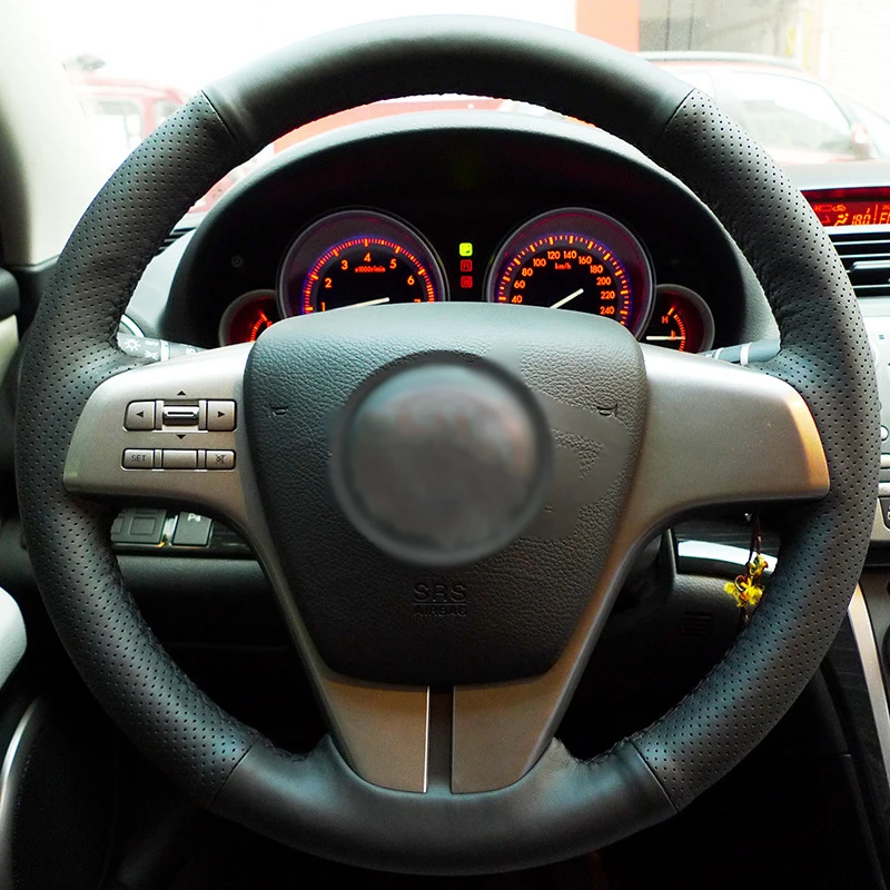 Черная искусственная кожа чехол на руль для Mazda 6(GH) 2009 2007-2012