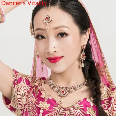 Type A Earrings 3pcs Аксессуары для индийского танца лба, подвеска, серьги, Цепочки и ожерелья комплекты из 3 предметов Восточный живот Танцы выступление конкурс украшения - Цвет: Type A Earrings 3pcs