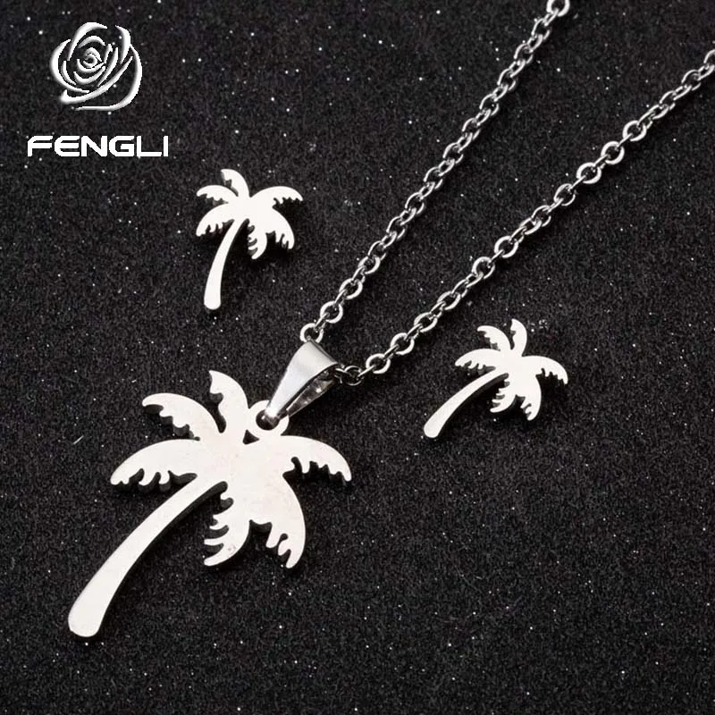 FENGLI Творческий кокосовой пальмы ожерелья с подвесками для Для женщин