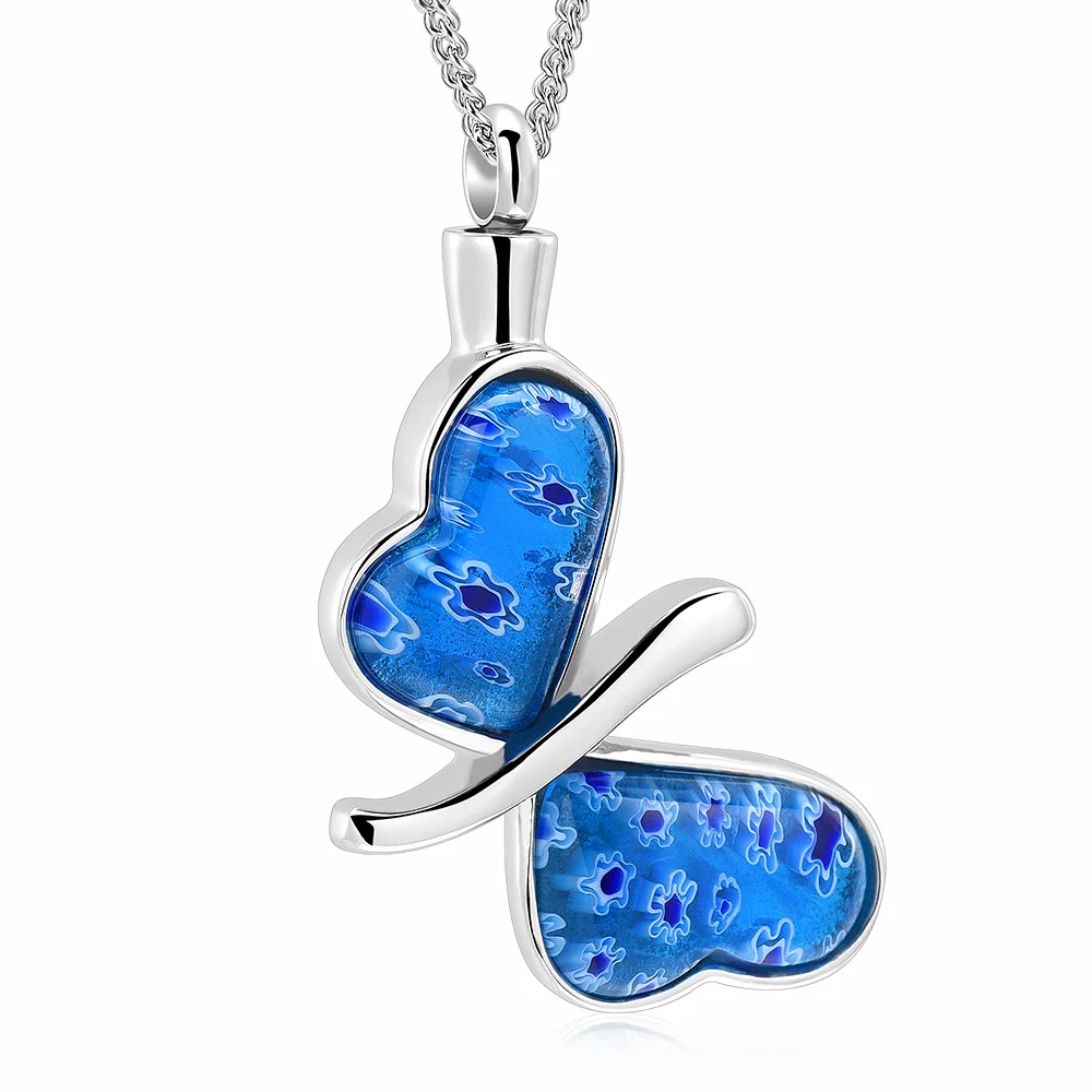MJD8117 Cremation Jewelry for Ashes Butterfly Pendant Keepsake Urn Necklace for Ashes for Women