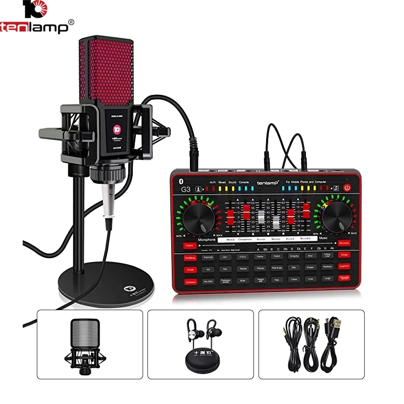 Bluetooth-звуковая карта Tenlamp микрофон USB-гарнитура веб-трансляция живой звук