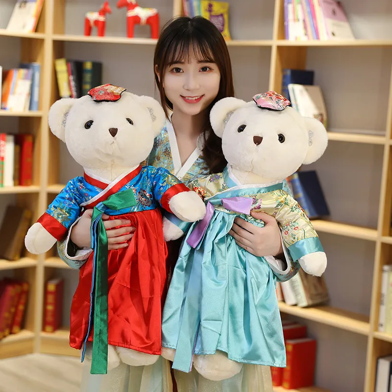 

60/90CM Lovely Couple Teddy Bear With Hanbok Wedding bear Plush Toys Dolls Stuffed Toy Kids Baby Children Girls Christmas Gifts