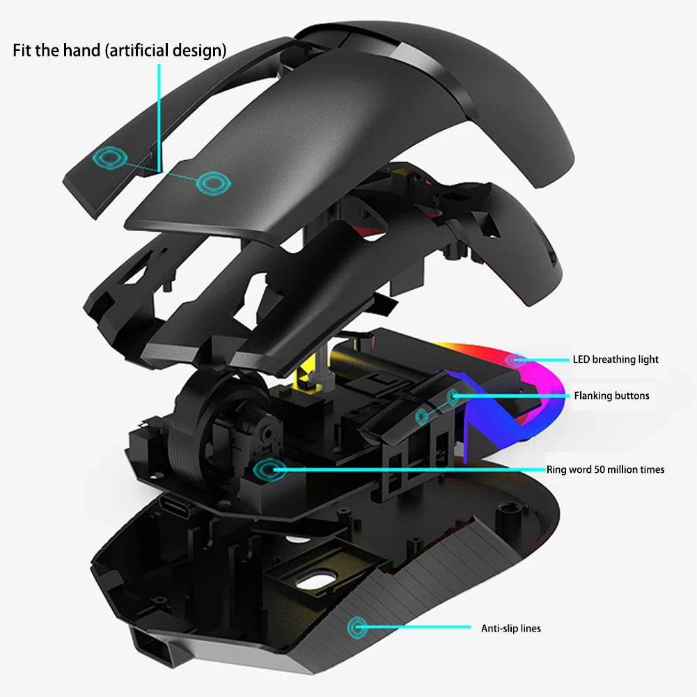 

16000 DPI RGB Backlight Wired Wireless Gaming Mouse USB Rechargeable 8 Buttons Adjustable Gamer Mice for Mac PC