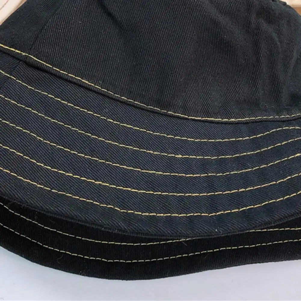 

Fisherman Hat Letter Printed Decorative Soft Kids Bucket Hat for Outdoor Casual Korean Kids Summer Foldable Bucket Solid Color