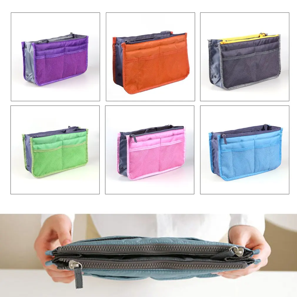 

Organizer Insert Bag Women Nylon Travel Insert Organizer Handbag Purse Large liner Lady Makeup Cosmetic Bag Female Tote