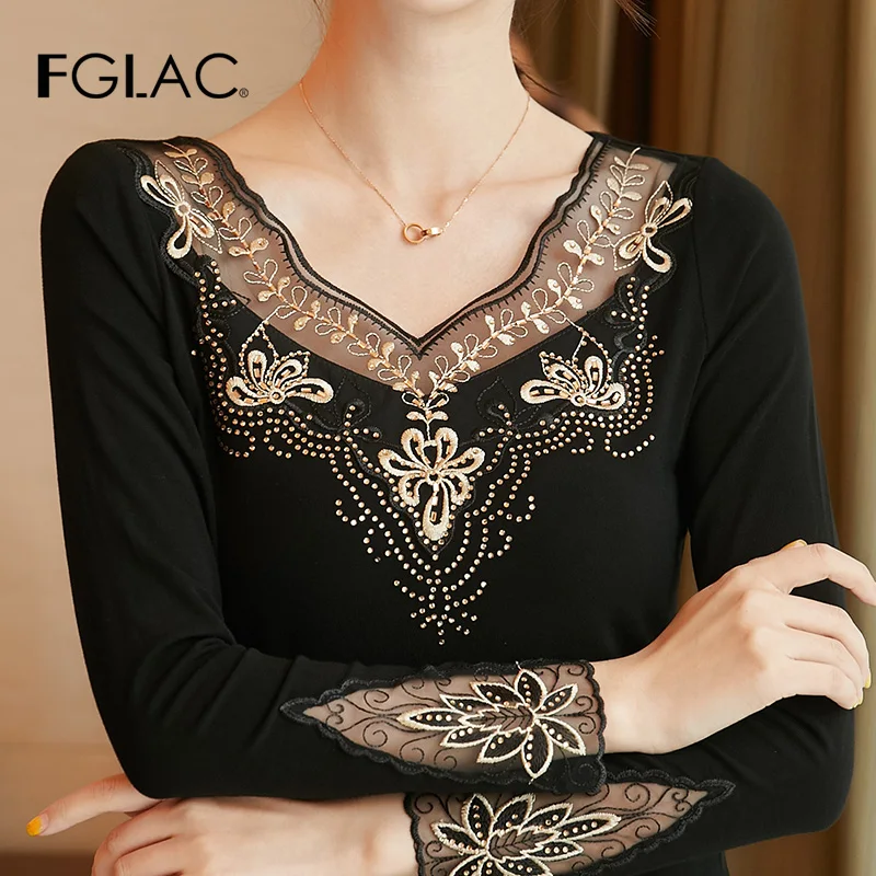 Оптовая продажа женские сетчатые топы новинка 2019 осенняя Сетчатая футболка с