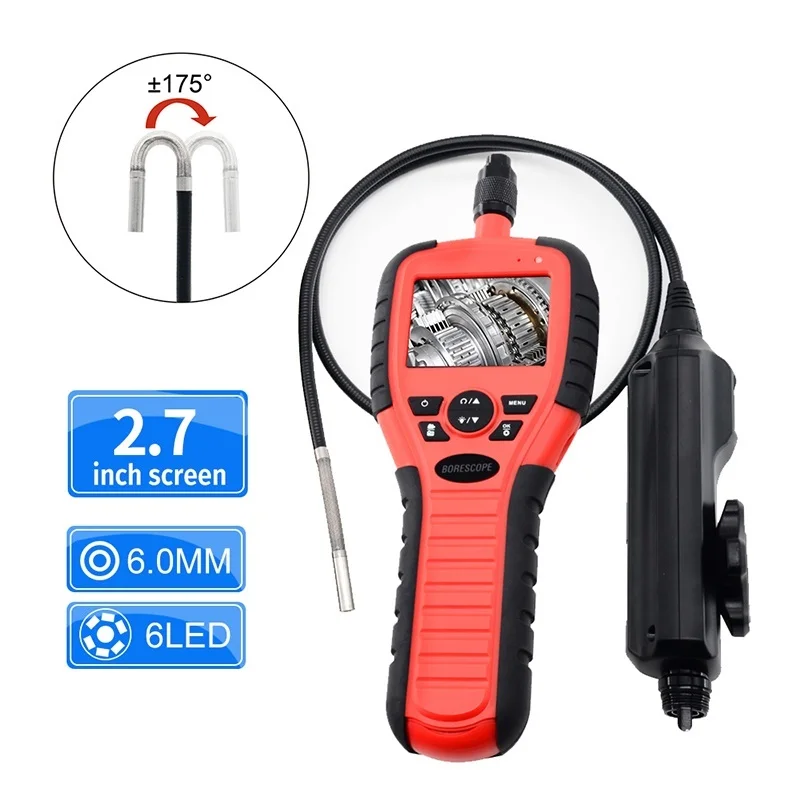 

6.0mm Two Way 180degree Borescope Endoscope Camera Cars Inspection Automobile Carbon Deposit Detection With 6 LED