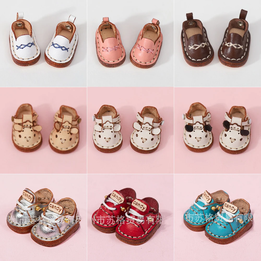 Zapatos informales hechos a mano para muñecas, botas de piel de vaca OB11, BJD 1/12, para obitsu11, GSC, body9, OB11
