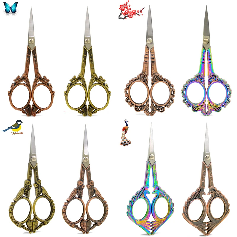

Super Beautiful Stainless Steel Antique Scissors for Needlework and Handicrafts Rose Gold Golden Vintage Paper Scissors