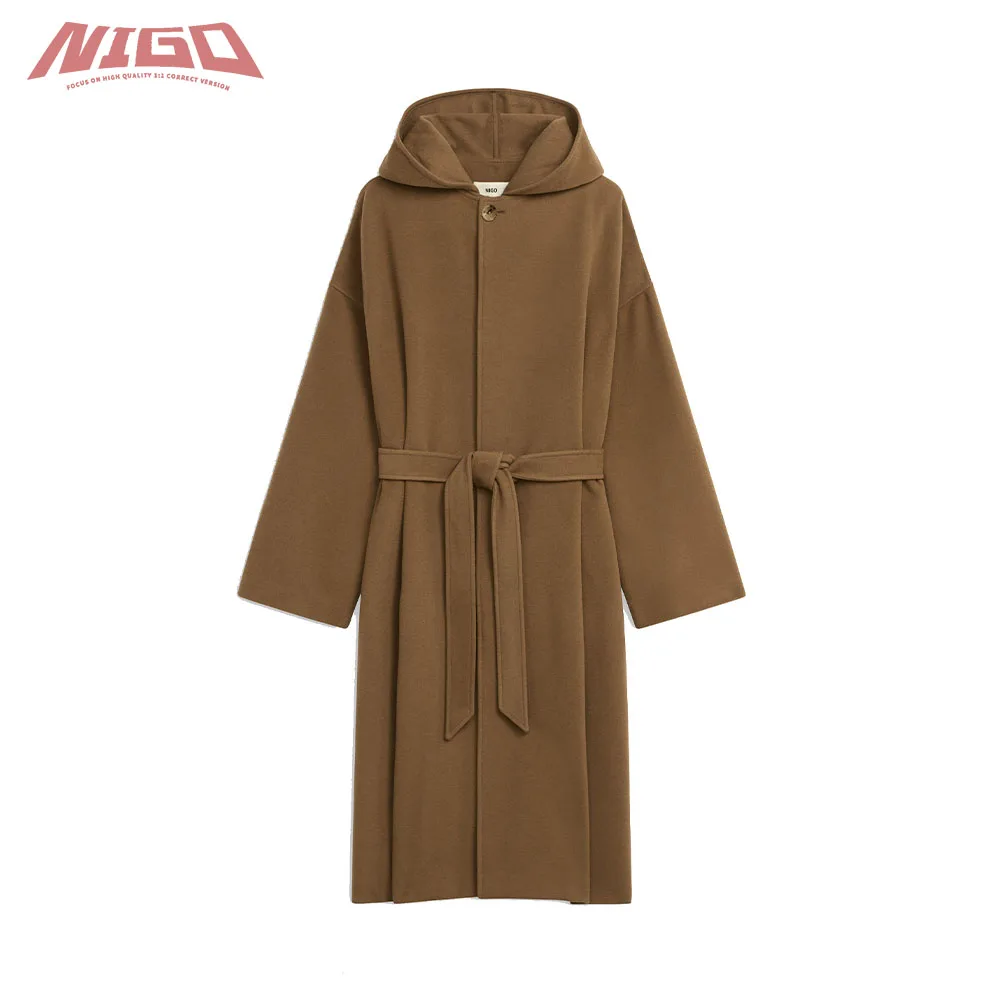 

NIGO Ms 21ss женское осенне-зимнее кашемировое пальто с капюшоном # nigo55387