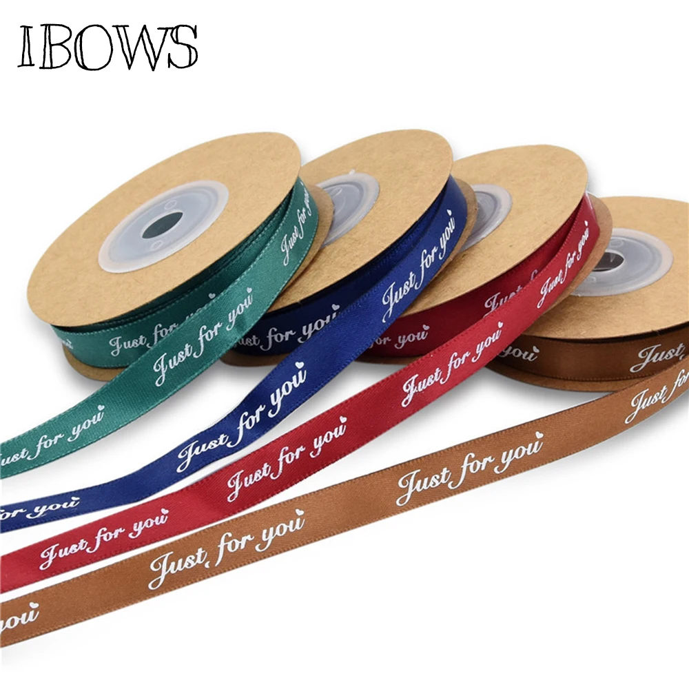

IBOWS 10mm 10m Satin Ribbon Letters Printed Ribbon for Gift Wrapping Sewing Fabric Accessories Wedding Party Decor DIY Material