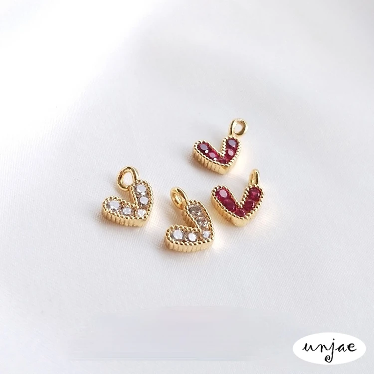 

Custom 14K bag gold color inlaid zircon color zirconium small love Shaped Pendant DIY Handmade Bracelet accessories