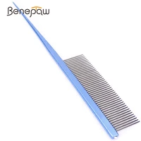 benepaw professional stainless steel dog comb comfortable anti static painless pin tail hair brush pet grooming tool durable